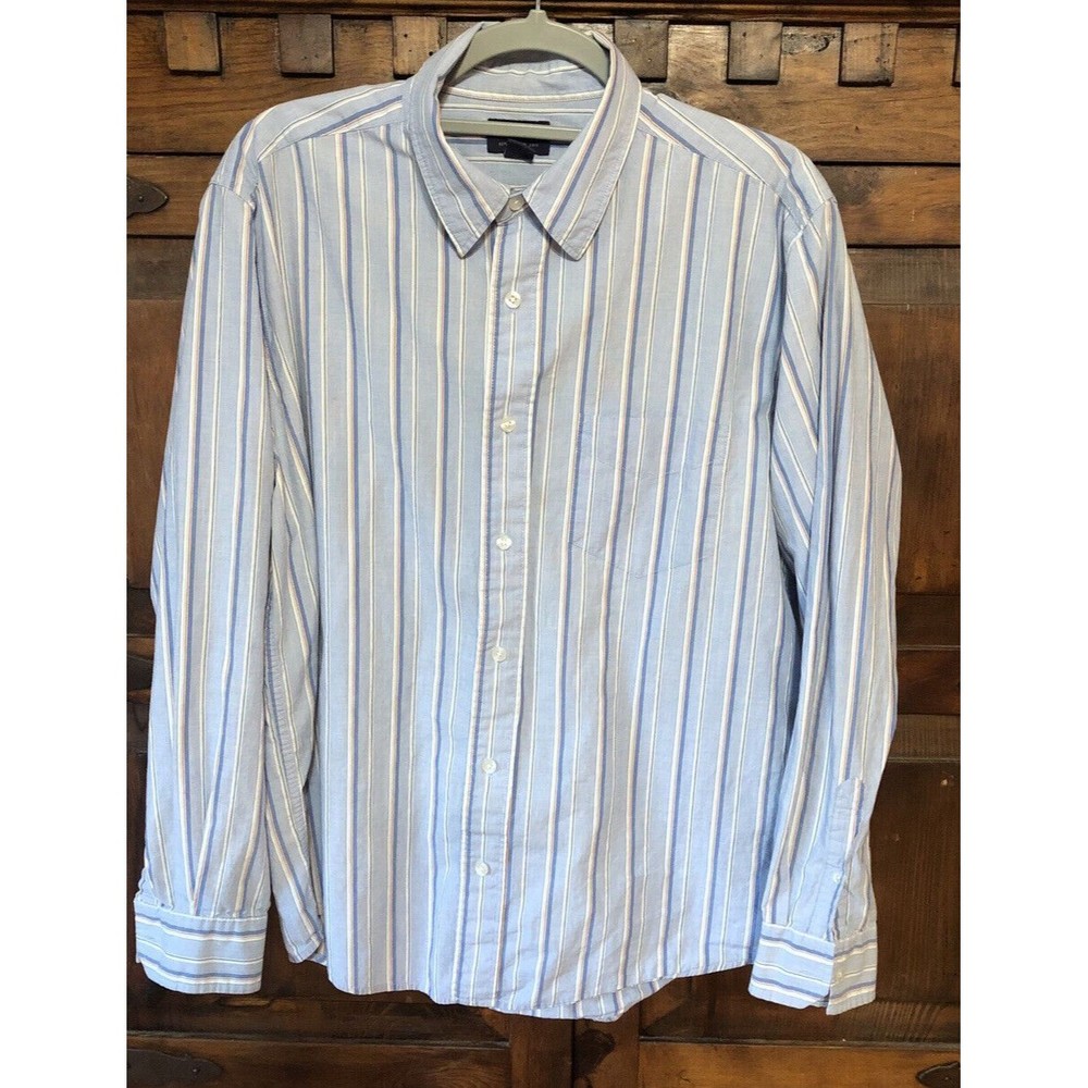 american eagle mens button down Plaid Blue shirt Large